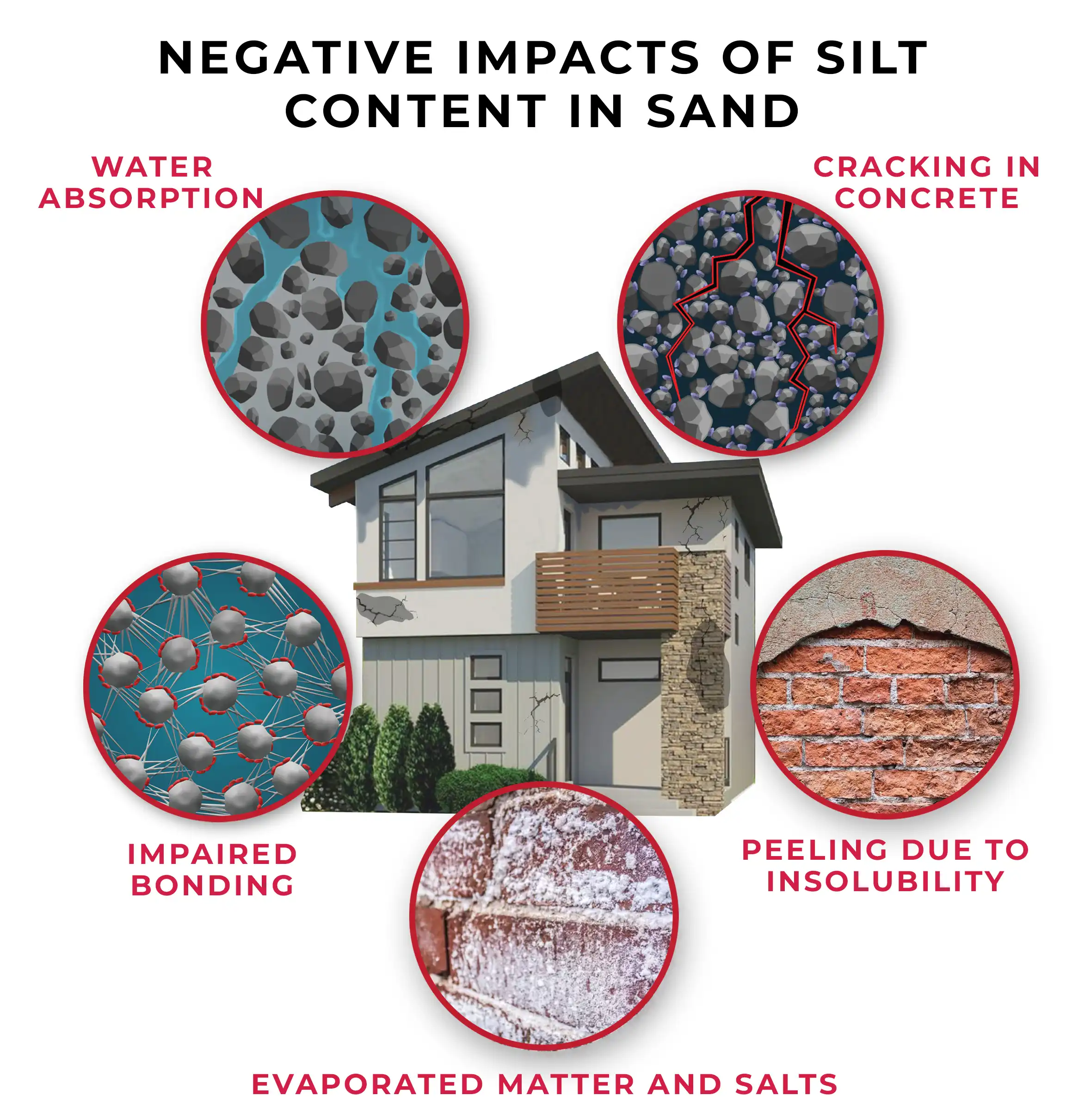 Negative impact of silt content in sand