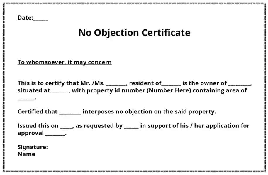 No Objection Certificate