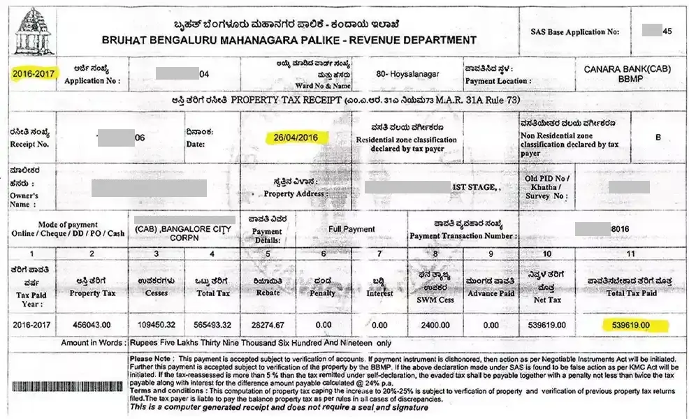 Property Tax Receipts